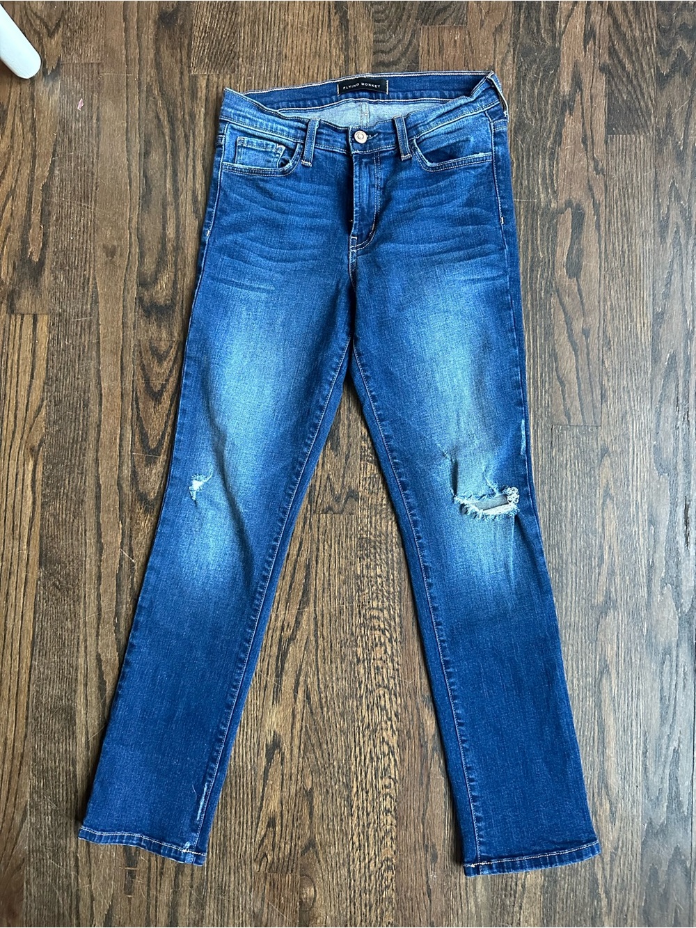 Flying Monkey Distressed Skinny Jeans Dark Wash Stretch Size 27